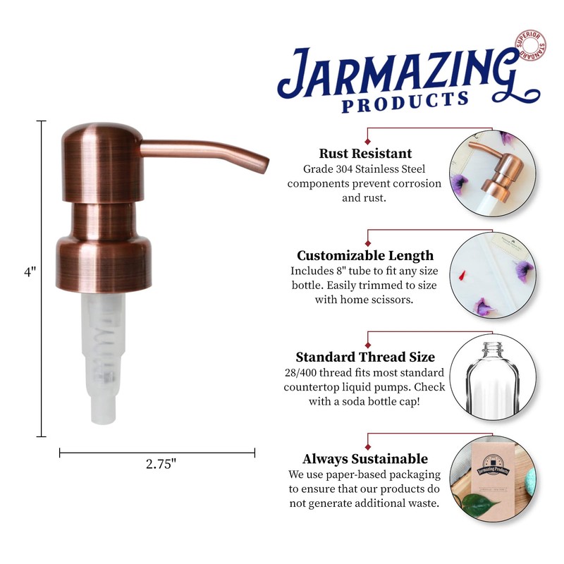 Copper Soap and Lotion Replacement Pump - Bird Head -