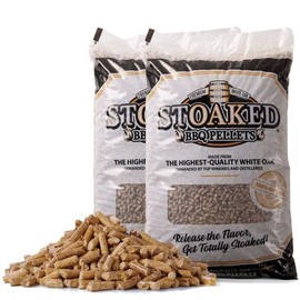 Stoaked BBQ Pellets for Smoker, 2-Pack Natural White Oak, Winter Smoker Fuel for BBQ Grill, Fireplace & Wood Stove, Traeger Grill Compatible, 40 lbs