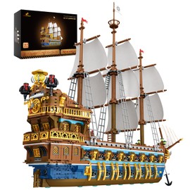 JMBricklayer Pirate Ship Building Sets for Adults, Gorgeous Royal Fleet Ship with Tiered Design, Attractive Pirate Toys Building Blocks Pirate Ship Display, Gifts for Teens Adults(3162 Pieces)