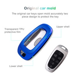 GAFAT Hyunda-i Tucson NX4 / Ioniq 5 / Nexo/Sante Fe 2021 2022 2023 2024 Key Case, Car Remote Controls Protective Case, TPU Silica Gel Car Key (Blue)