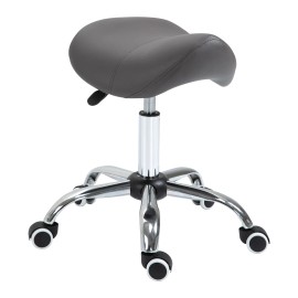 Ergonomic PU Leather Rolling Saddle Stool Height Adjustable Hydraulic Spa Chair in Grey for Salon Furniturecolor: Grey Color
