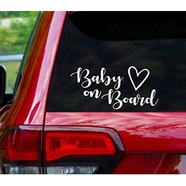 Baby On Board Love Heart Decal Sticker Viynl Car Laptop Wall Art White 6 inch
