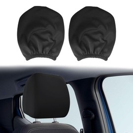 2PCS Soft Car Head Rest Cover Protector - Universal Car Seat Headrest Cover - Reusable Headrest Anti-Dirty Covers Car Headrest Protector - Auto Interior Decorative Accessories for Cars Trucks (Black)