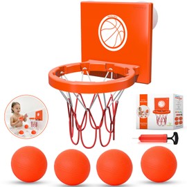 Bath Toys - Bathtub Basketball Hoop for Toddlers Kids | Suction Cups Baby Mini Basketball Hoop with 4 Soft Balls | Fun Bath Toy for Boys and Girls
