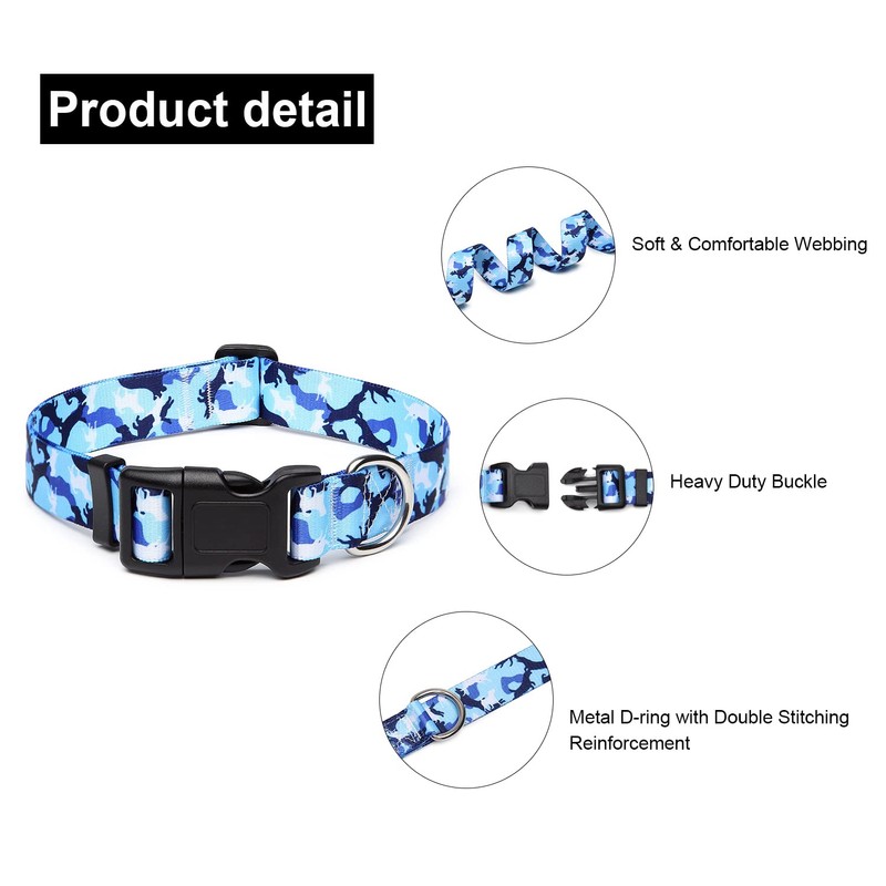 Suredoo Adjustable Nylon Dog Collar with Patterns, Soft Comfy Pet