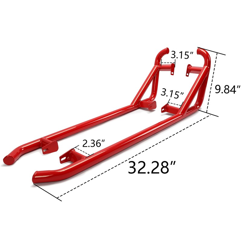 ECOTRIC Red Nerf Bars Rock Sliders Compatible with 2014-2023 Polaris
