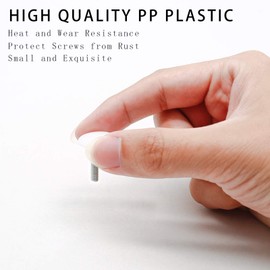 Bonsicoky 200PCS Screw Cover Caps Plastic Self-Tapping Screw Hole Covers Fit Phillips Cam Fitting Screw for Furniture Decoration, White