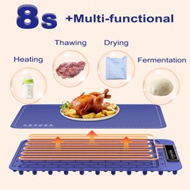 Food Warming Mat - New Upgraded Fast Heating Silicone Electric Warming Tray, Larger Touch Screen, Higher Feet, Roll Up Warming Mat for Food, Portable Food Warmer, Blue