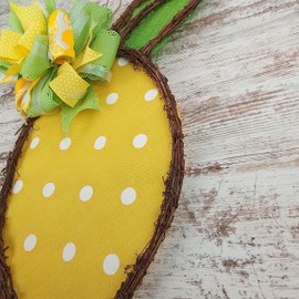Spring Summer Lemon Grapevine Wreath, Polka Dot Door Hanger Oversized Bow Yellow Lime White Door Decor, Year Round Decor, Ideal Mother's Day or Birthday Gift
