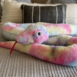 MaoGoLan Giant Snake Stuffed Animal, Realistic Large Mommy with 3 Babies & 3 Eggs Snakes Plush Toy, 79'' Long Rainbow Boa Constrictor Gift for Boys Girls Kids