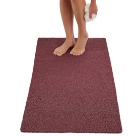 Soft Shower Mat Non Slip - PVC Loofah Inside or Outside Showers, Bathtubs, Bathrooms, and Wet Areas - Safe for Textured Tiled and Smooth Floor - No Suction Cups Secure Anti Slip (Brown 24 x 47)