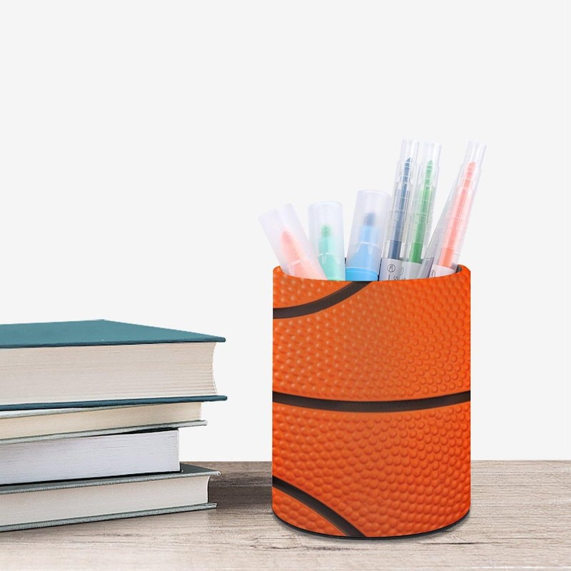 Basketball Print Texture Pen Holder Pencil Organizer Cute Pencil Cup
