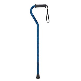 Drive Medical RTL10372BC Walking Stick with Gel Grip Offset Handle, Blue Crackle