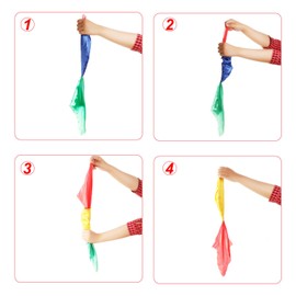 HESTYA 2 Pieces Magic Scarves Color Changing Silk Hanky Props for Trick Streets Four-Color Silk Magic Props Magician Accessories