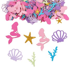BETESSIN Mermaid Birthday Decoration - 100 Pieces Mermaid Confetti with 4 Motifs - Double-Sided Scatter Decoration - Mermaid Table Decoration for Children's Birthday Parties and Mermaid Party