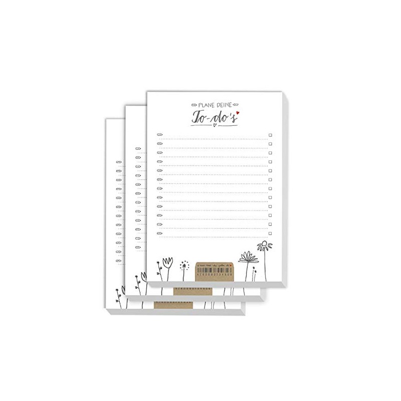 Set of 3 Organiser To-Do Pad - A6 Recycled Paper