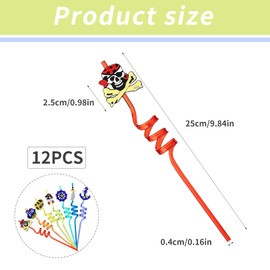 Pack of 12 Plastic Straws, Pirate Children's Birthday Party Decoration, Plastic Straw, Pirate Party Bags, Children's Birthday, Straw Children, Reusable Plastic Straw, Curly Drinking Straws