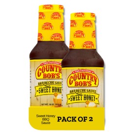 Country Bob's Sweet Honey Barbecue Sauce - BBQ Sauce for Meat, Chicken, Fish, Pork, Sweet Savory Grill, Marinating, Gluten Free, 18oz (Pack of 2)