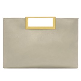 Milisente Women's Leather Clutch Bag Wedding Envelope Evening Bags For Formal Party With Handle(Beige)