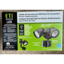 ETi 240 Degree LED Motion Sensor Light Outdoor Bronze Twin Head Flood Security