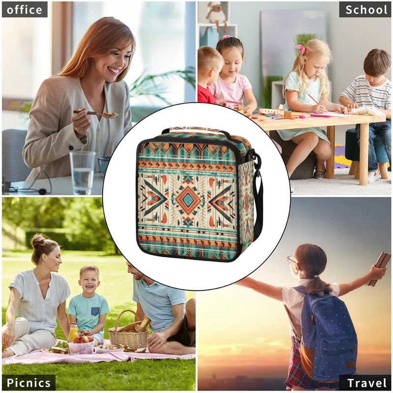 Pardick Aztec Lunch Box Insulated Lunch Bag Lunchbox with Adjustable