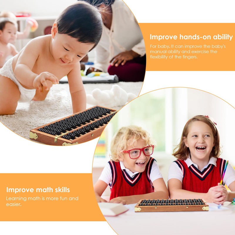 Happy Will Vintage Chinese Wooden Abacus Soroban Arithmetic Calculating Tool