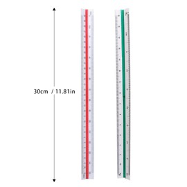 GIUSOBG 2 Pieces Triangular Ruler 30 cm, Plastic Scale Ruler, Metric Scales 1:20 1:25 1:50 1:75 1:100 1:125/1:100 1:200 1:250 1:300 1:400 1:500 for Architects, Students Engineers engineengine