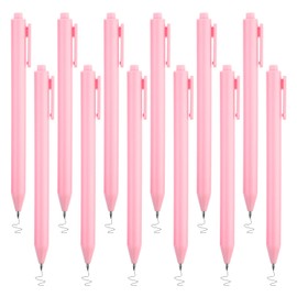 Mabor 12Pcs Retractable Gel Pens, Cute Pink Smooth Black Ink Gel Pens Fine Point Pens for Women 0.5mm Point Black Ink Rollerball Pens for Office School Home Supplies
