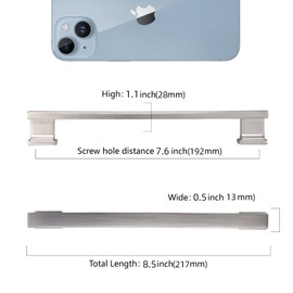 COTYKILEY 6 Pack 7.5 Inch(192mm) Brushed Satin Nickel Cabinet Handles Kitchen Cabinet Pulls Cabinet Door Handles Kitchen Cabinet Hardware Cupboard Drawer Pulls Dresser Handles