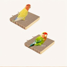 2PCS Bird Toys for Cage - Shredding & Foraging Platform Perch Stand, Safe Cardboard Chew Toys for Parakeets, Cockatiels, Conures, Parrots | Cage Attachment | Bird Cage Accessories