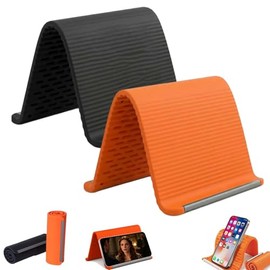 2 soportes de silicona para teléfono con aluminio, soporte plegable flexible para teléfono, soporte de escritorio universal ajustable antideslizante p