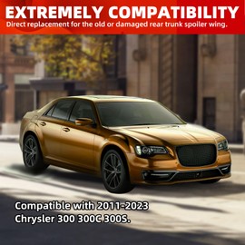 ECOTRIC Rear Trunk Spoiler Lid Wing Compatible with 2011-2023 Chrysler 300 300C 300S Factory Style Rear Winglet Lip Tail Lid