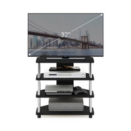 Furinno Turn-N-Tube Easy Assembly 4-Tier Petite Entertainment Center / TV Stand / TV Unit / TV Desk, Stainless Steel, Americano/Chrome