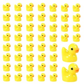 HIXNUG Mini Resin Ducks Figures Yellow Tiny Cute Duck Miniature Duck Figures Ornaments DIY Micro Handwork Crafts Decorations for Christmas Birthday Party Aquarium Garden Dollhouse(50)