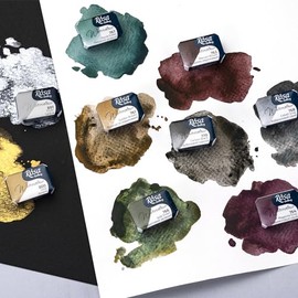 Rosa Gallery Granulation Professional Watercolour Paints 1/1 Full Bowl Set, 2.5 ml x 10