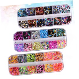 BIUDECO Stick Nails for Women 3 Boxes Nail Sequins Glitter Paillettes Decorations