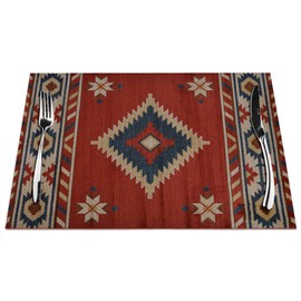 American Placemats Set of 4, Southwest Chevron Placemats Heat Resistant for Dining Table Non-Slip 18x12 Inches Pm-013