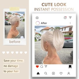 Claw Clip Ponytail Extension - 10 Inch Short Ponytail Extension, Straight Pony Tails Hair Extensions, Synthetic Hair Extensions Ponytail, Clip On Ponytails for Women (Color: Platinum Blonde)