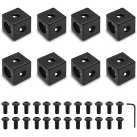 iMetrx 8 pcs 2020 3-Way Corner Cube 2020 Extrusion Hardware T-Slot V-Slot Accessories with Screws and Nuts for 20x20 Aluminum Extrusion Connector 3D Printer Accessories Black