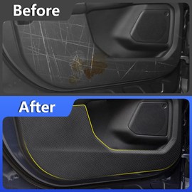 Car Door Anti Kick Pad for Ford Escape 2020 2021 2022 2023 2024 2025 Accessories Carbon Fiber Style Leather Sticker Door Sill Protector Cover Edge Guard Side Mat Interior Decoration Dirty Stickers