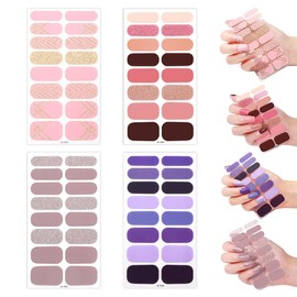 KSJEHW 64pcs Nagelfolie Mehrfarbig Glitter Hell Rosa Gel Nail Nagelfolien Selbstklebend Nagelsticker Uv Härtend Dekoration Nageldesign Zubehör(4 Hojas)