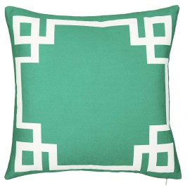 Homeroots 18" Green and White Geometric Throw Pillow Cover