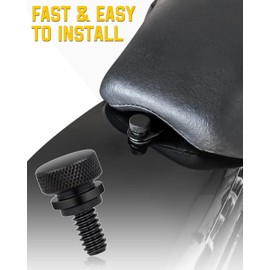 ANONEMOTO Black Seat Bolt Screw, Stainless Steel Rear Seat Screw Rear Mount Screw Quick Install Compatible for Harley Davidson 1996-2024 Sportster Softail Dyna Street Glide Road Glide Road King 2 Pcs