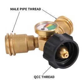 Roastove Dual Propane Tank Connection Level Indicator,Propane Tank Y Splitter Adapter with Gauge,Gas Pressure Meter for 5-40lb Propane Tank