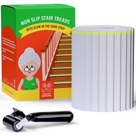 Healthy Seniors Indoor Stair Treads - Non-Slip 6" X 30" Clear Step Grips with Glow-in-The-Dark Stripes for Extra Elderly Support - Easy Peel 15-Pack Anti-Slip Strips for Wooden Stairs