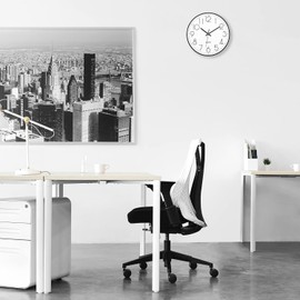 SOYTO Reloj de Pared Grande de 12 Pulgadas,Reloj Pared Digital Redondo, unmute, Sin Tictac, decuados para Sala Estar, Comedor, Dormitorio, Aula Escolar (Negro)