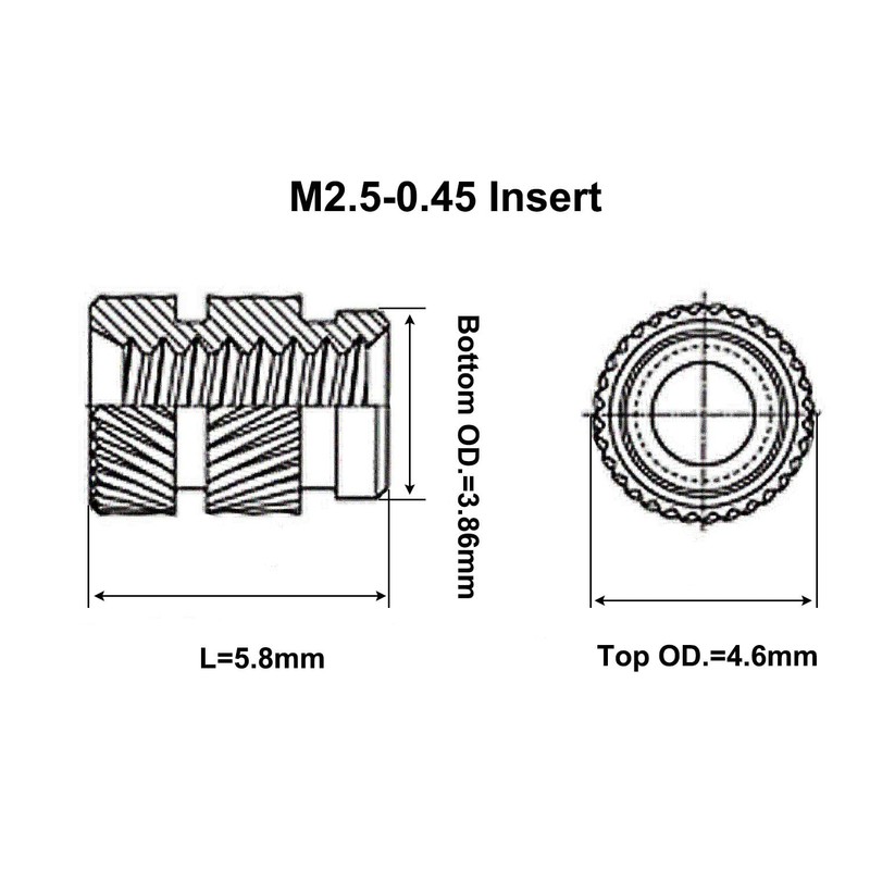 ShineNow Threaded Heat-set Inserts Brass for Printed Plastic Parts M2.5