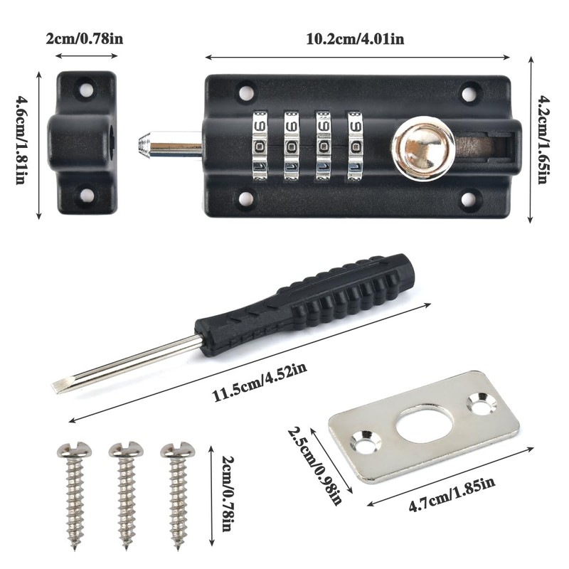 Combination Bolt Lock, Lock Combination Locking Bolt 4 Digit Sliding
