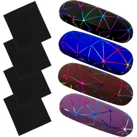 QSCFKL Hard Shell Eyeglasses Case, Eye Glass Cases Womens Hard Shell With Cleaning Cloth Portable Eyewear Case for Women Men (Lattice Series)