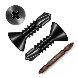 (400pcs) #10 x 5/8" for Sheet Metal Self Tapping Screws, 410 Stainless Steel Black Oxide, Flat Head Truss Quick Tapping Self-Drilling Screws by Mywish